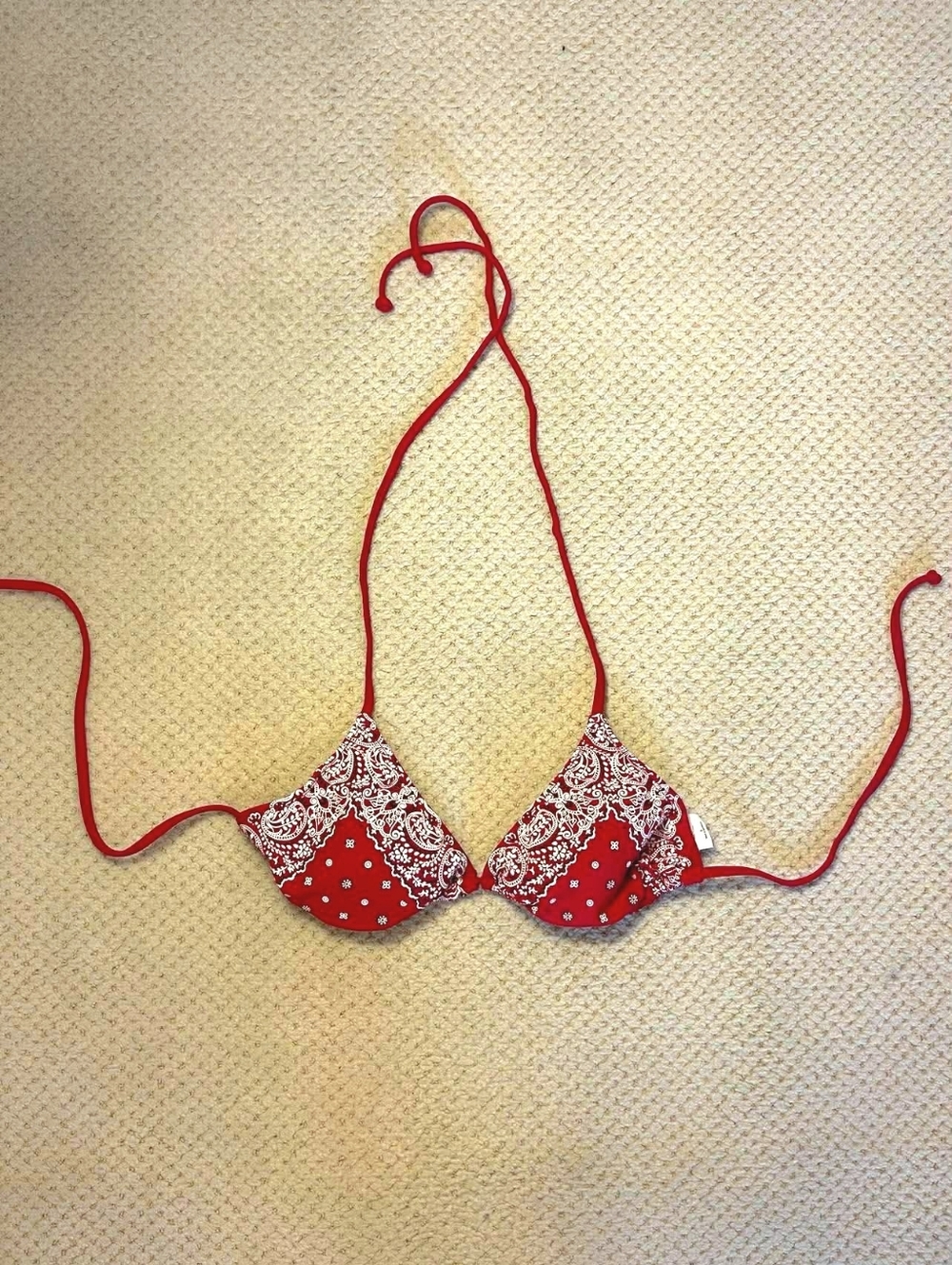 Isaac Mizrahi for Target Red Bandana Paisley Triangle Bikini Top Size S Y2K